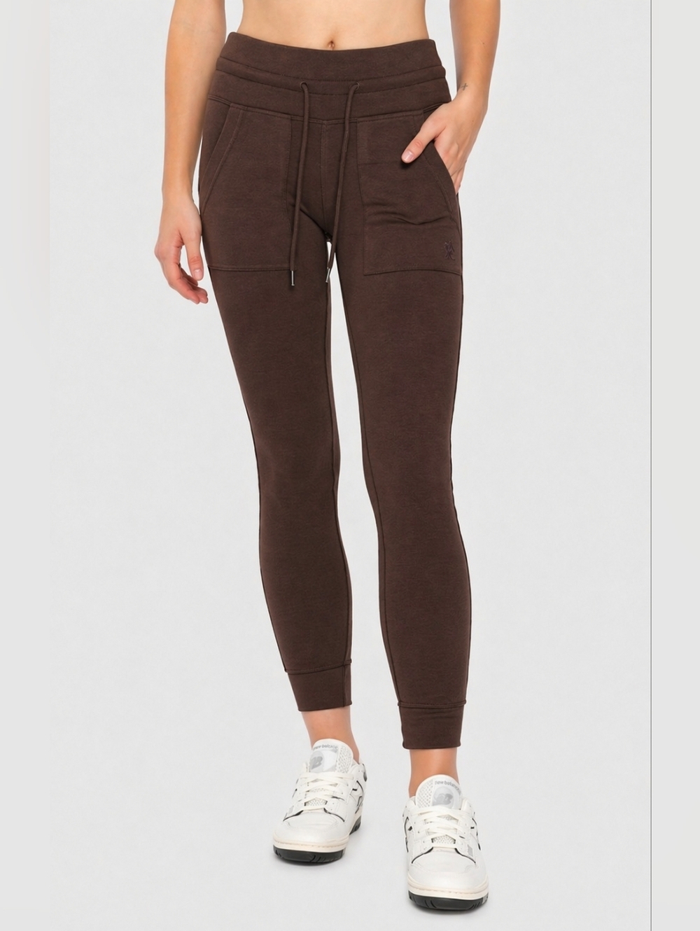 NWT Kuwalla Brown Jogger Leggings High-Waist Cozy Sweatpants Drawstring Slim Fit